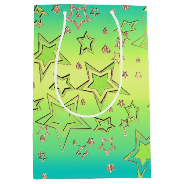 Bolsa De Regalo Mediana Navidades gradiente purpurina brillo confetti estr (Anverso)