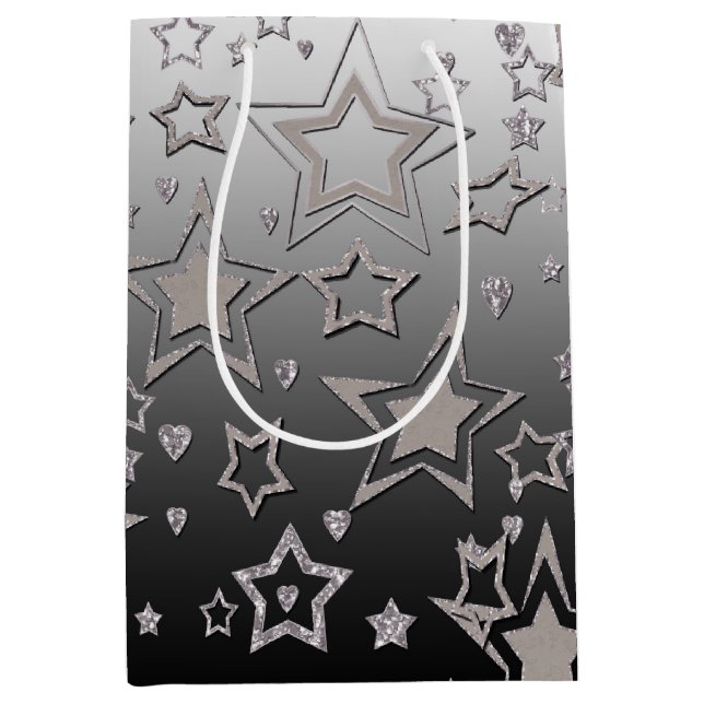 Bolsa De Regalo Mediana Navidades gradiente purpurina brillo confetti estr (Anverso)