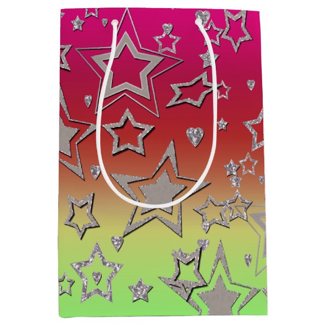 Bolsa De Regalo Mediana Navidades gradiente purpurina brillo confetti estr (Anverso)