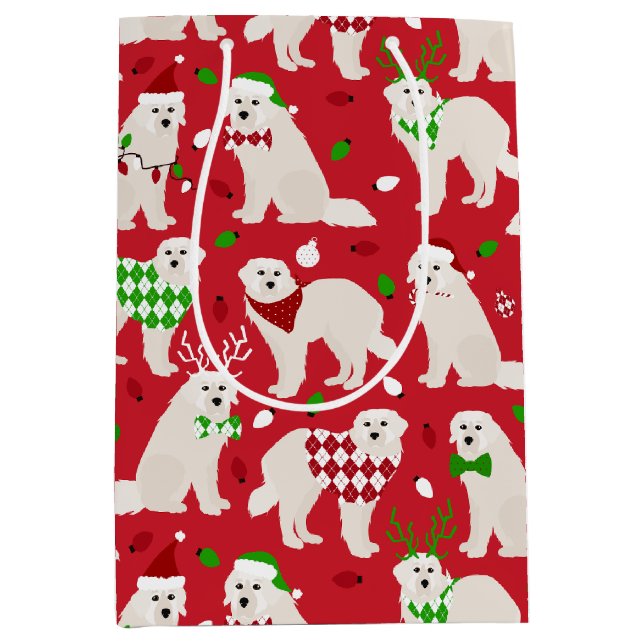 Bolsa De Regalo Mediana Navidades Grandes perros pirineos (Anverso)