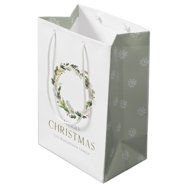 Bolsa De Regalo Mediana Navidades Greenery Wreath (Angulo reverso)