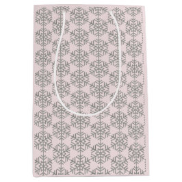 Bolsa De Regalo Mediana Navidades Houndstoth Snowflakes Pink Rubor