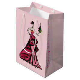 Bolsa De Regalo Mediana Navidades Ilustracion de moda con árbol