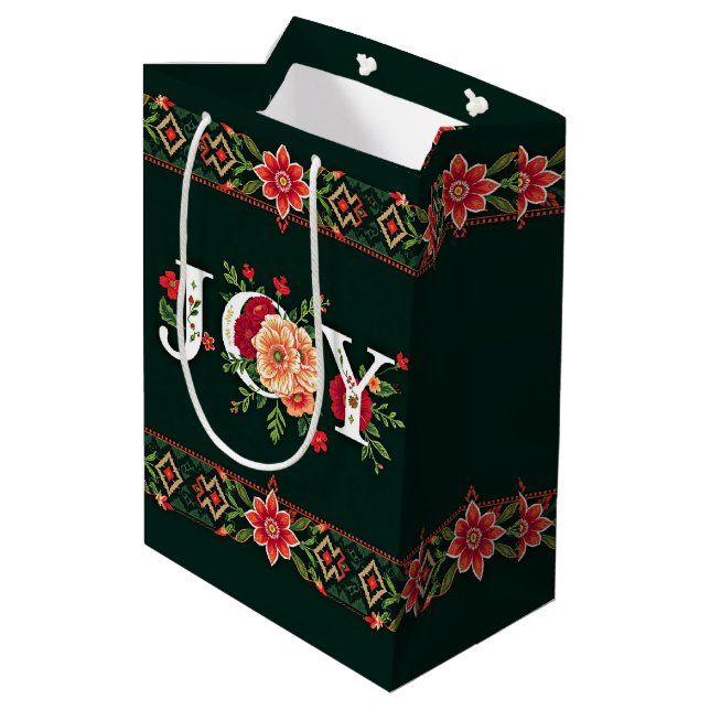 Bolsa De Regalo Mediana NAVIDADES JOY frontera floral (Angulo reverso)