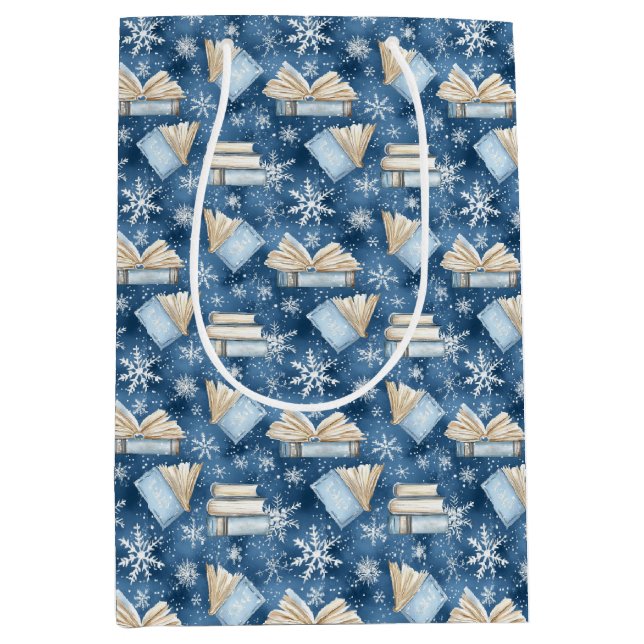 Bolsa De Regalo Mediana Navidades leyendo libros (Anverso)