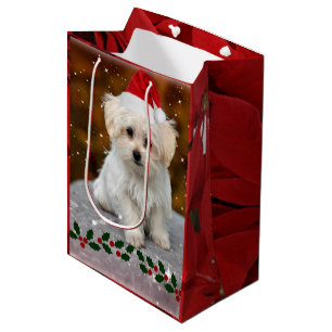Bolsa De Regalo Mediana Navidades malteses de Cachorros