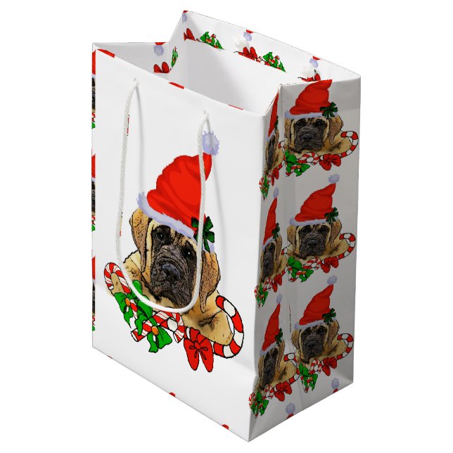 Bolsa De Regalo Mediana Navidades Mastiff de Inglaterra (Angulo Anverso)
