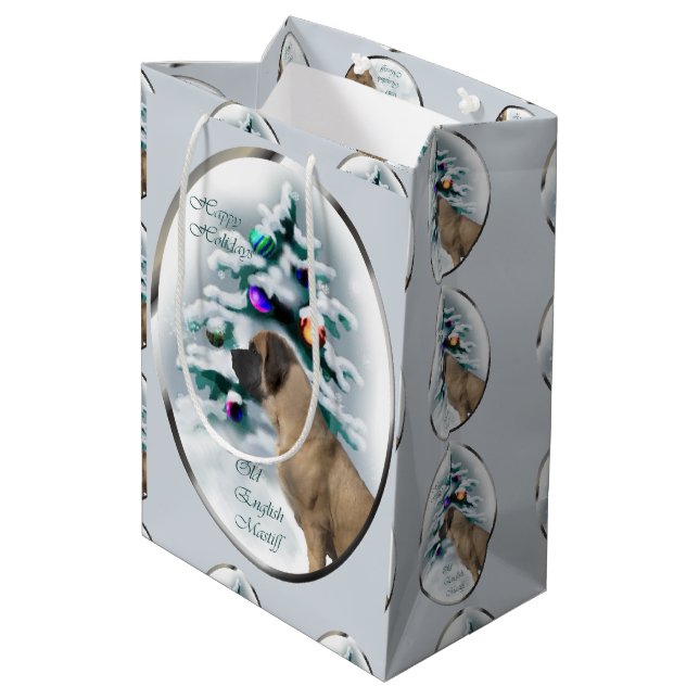 Bolsa De Regalo Mediana Navidades Mastiff de Inglaterra (Angulo reverso)