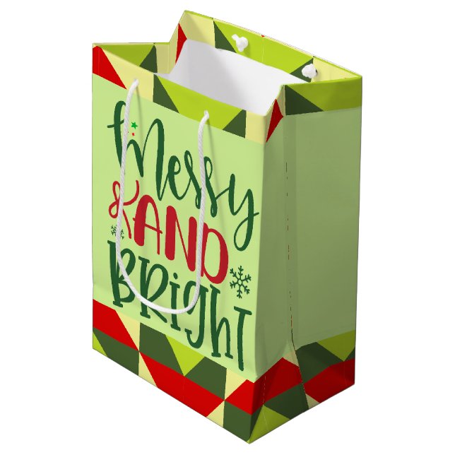 Bolsa De Regalo Mediana Navidades merry y brillantes (Angulo Anverso)