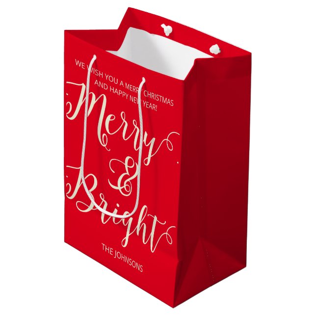 Bolsa De Regalo Mediana Navidades merry y brillantes (Angulo Anverso)