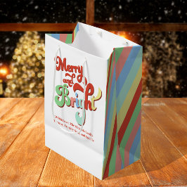 Bolsa De Regalo Mediana Navidades merry y brillantes personalizados