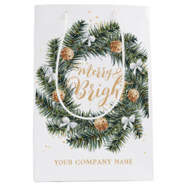 Bolsa De Regalo Mediana Navidades merry y brillantes Wreath Holiday Compan