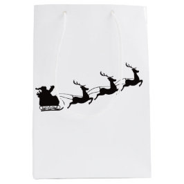 Bolsa De Regalo Mediana Navidades modernos Santa Sleigh y renos
