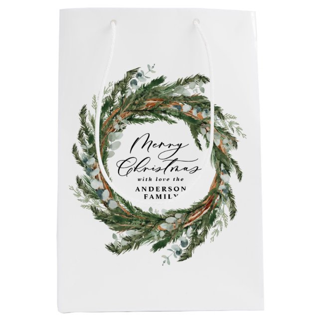 Bolsa De Regalo Mediana Navidades modernos y mínimos de escritura de fleta (Anverso)