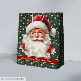Bolsa De Regalo Mediana Navidades Monogramados Gift Bag Vintage Santa Clau