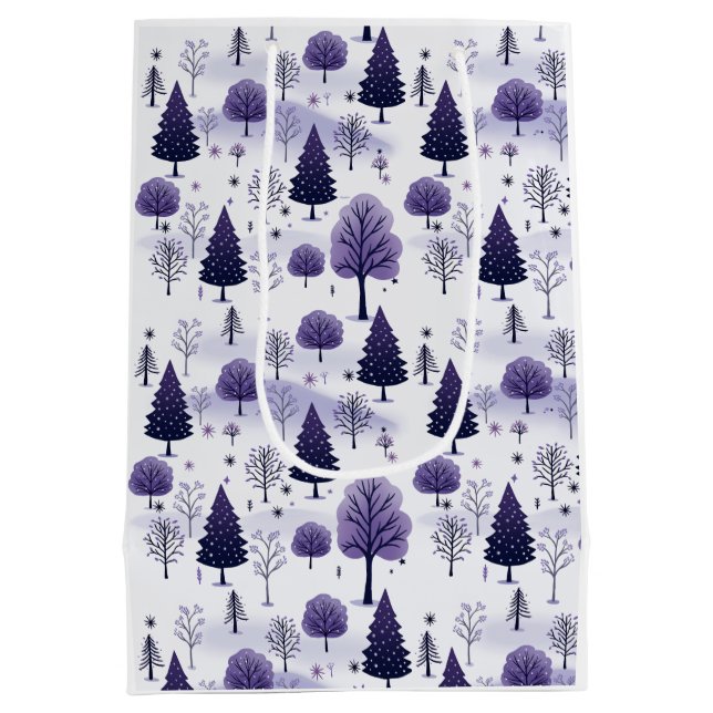 Bolsa De Regalo Mediana Navidades Morado de la Selva Snowy (Reverso)