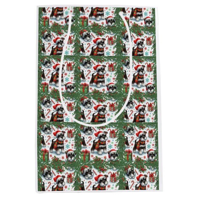 Bolsa De Regalo Mediana Navidades muy Schnauzer (Anverso)