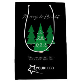 Bolsa De Regalo Mediana Navidades negros con el logotipo de negocios de lo