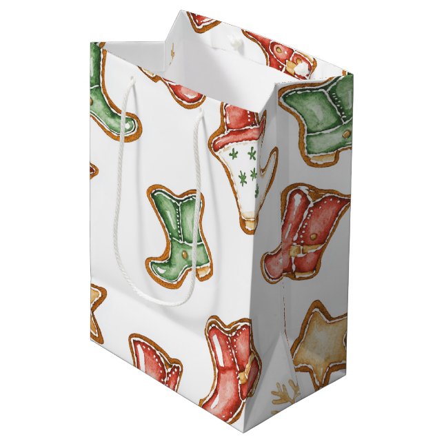 Bolsa De Regalo Mediana Navidades occidentales Cowgirl Cowboy Boots (Angulo Anverso)