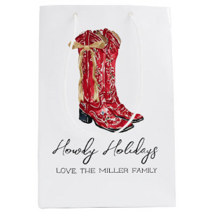 Bolsa De Regalo Mediana Navidades occidentales de Howdy Holidays