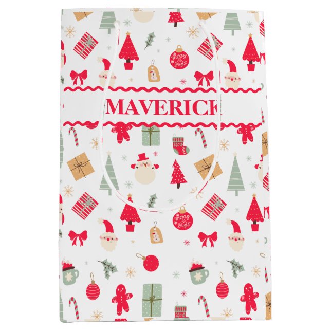 Bolsa De Regalo Mediana Navidades Oh Qué Divertido Primer Cumpleaños (Anverso)