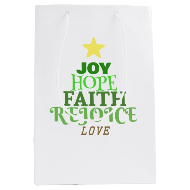 Bolsa De Regalo Mediana Navidades Palabras Árbol de Navidad (Anverso)