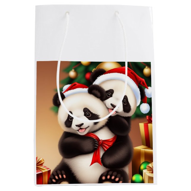 Bolsa De Regalo Mediana Navidades panda (Anverso)