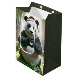 Bolsa De Regalo Mediana Navidades Panda Bear En Bosque De Bambú