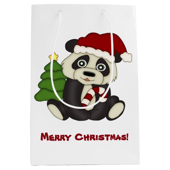 Bolsa De Regalo Mediana Navidades Panda Bear Personalizados (Anverso)