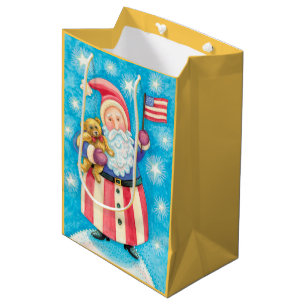 Bolsa De Regalo Mediana Navidades Patriotic USA Santa