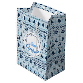 Bolsa De Regalo Mediana NAVIDADES Patrón de ciervo azul personalizado M Gi