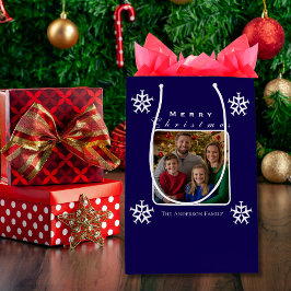 Bolsa De Regalo Mediana Navidades Personalizado gracioso de foto de Snowfl