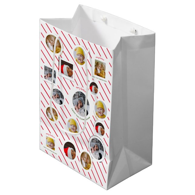 Bolsa De Regalo Mediana Navidades personalizados de vacaciones 🎄 cuatro f (Angulo Anverso)
