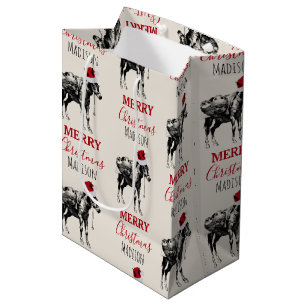 Bolsa De Regalo Mediana Navidades personalizados Funny Vintage Donkey Sant