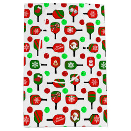 Bolsa De Regalo Mediana Navidades Pickleball Red Green Paddles Balls X-Mas