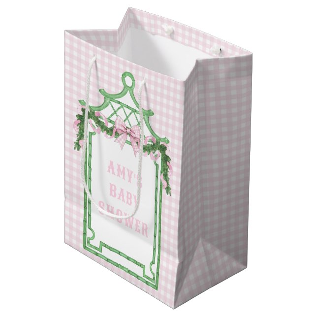 Bolsa De Regalo Mediana Navidades Preppy Chinoiserie Pagoda Baby Shower (Angulo Anverso)
