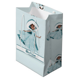 Bolsa De Regalo Mediana Navidades Princesa Cabello Oscuro Invierno Copos d