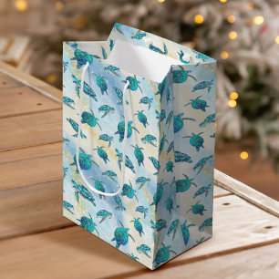 Bolsa De Regalo Mediana Navidades Purpurina de tortuga marina
