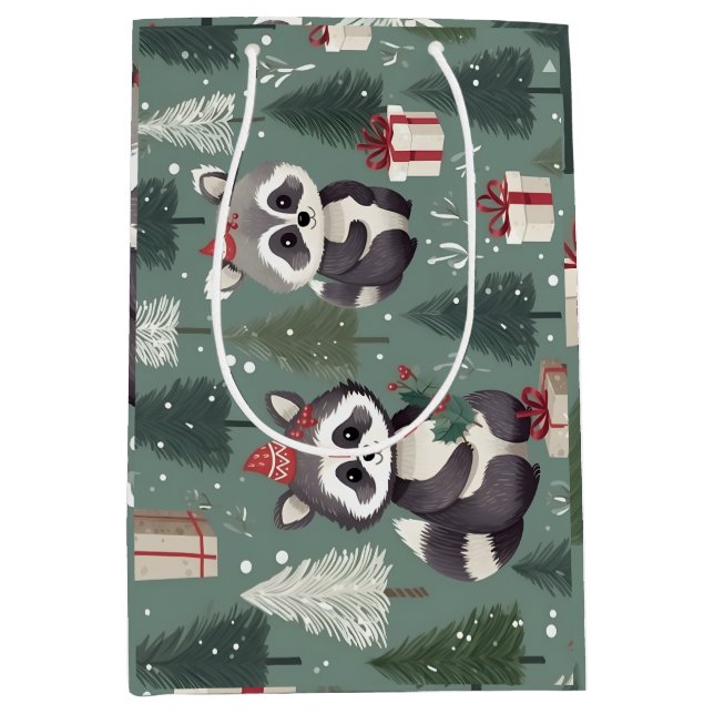 Bolsa De Regalo Mediana Navidades Raccoon (Anverso)