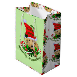 Bolsa De Regalo Mediana Navidades recuperadores de labrador amarillo
