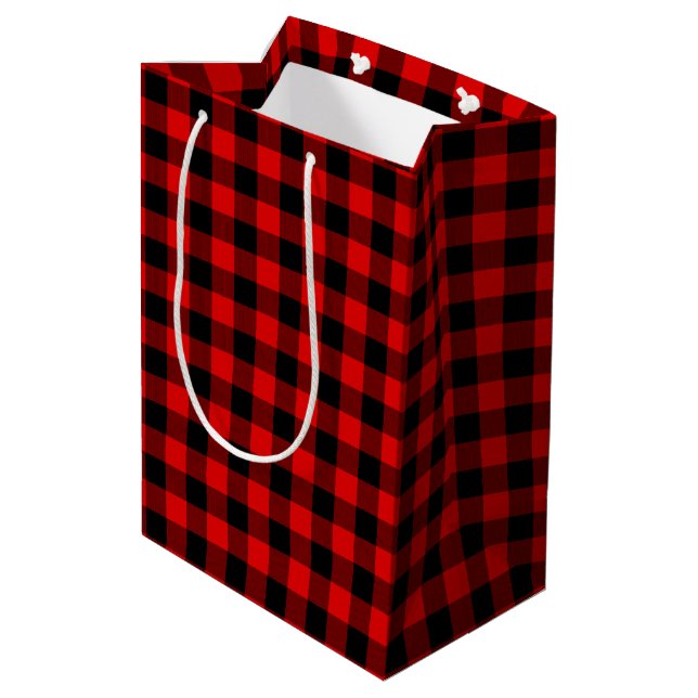 Bolsa De Regalo Mediana Navidades Red Black Buffalo Lumberjack Check (Angulo reverso)