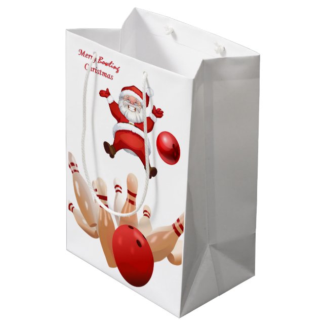 Bolsa De Regalo Mediana Navidades regalan bolas Santa Bowling (Angulo reverso)