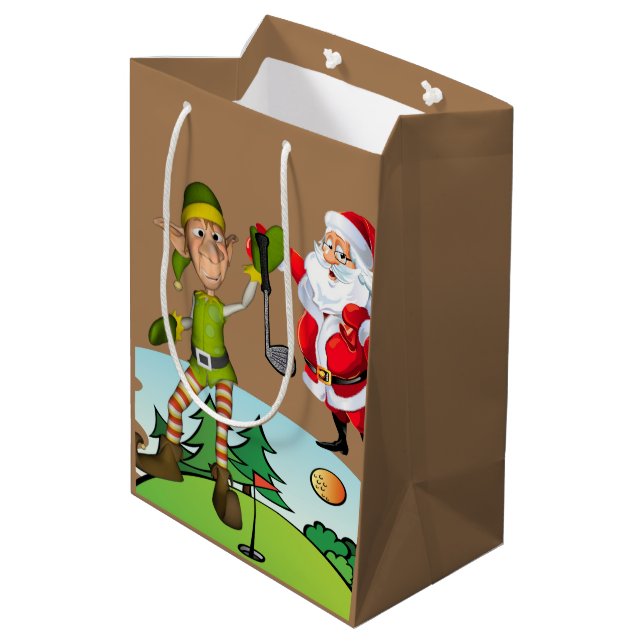 Bolsa De Regalo Mediana Navidades regalan bolsos Santa Golfing (Angulo reverso)