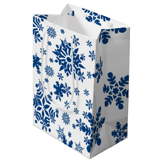 Bolsa De Regalo Mediana Navidades regalan bolsos Snowflakes (Angulo reverso)