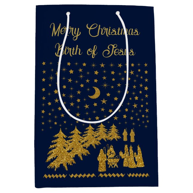 Bolsa De Regalo Mediana Navidades religiosos, nacimiento de Jesús (Anverso)