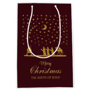 Bolsa De Regalo Mediana Navidades religiosos, nacimiento de Jesús, tres re