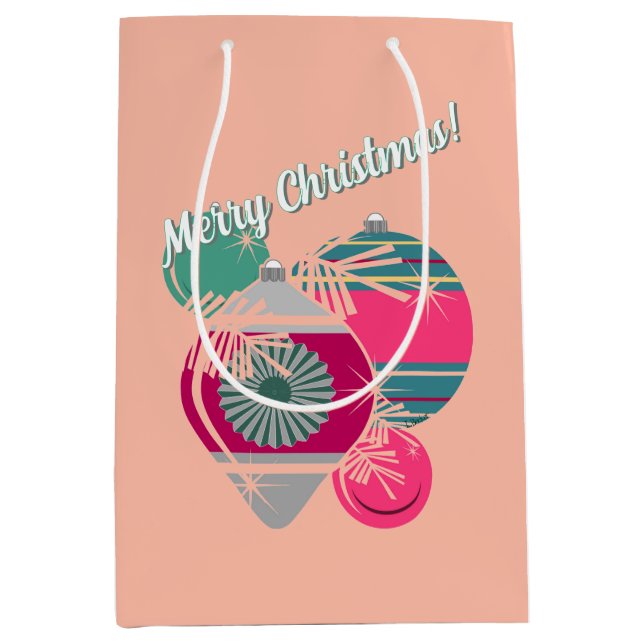 Bolsa De Regalo Mediana Navidades Retro Shiny Brite Ornamets (Anverso)