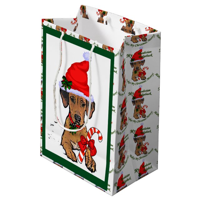 Bolsa De Regalo Mediana Navidades Ridgeback de Rhodesia (Angulo reverso)