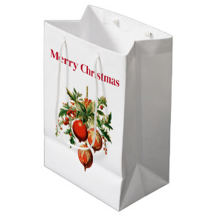 Bolsa De Regalo Mediana Navidades rojos baubles con fiesta holly
