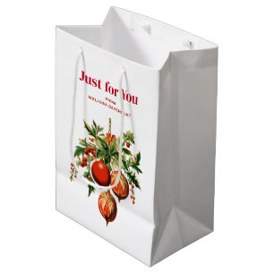Bolsa De Regalo Mediana Navidades rojos baubles con fiesta holly
